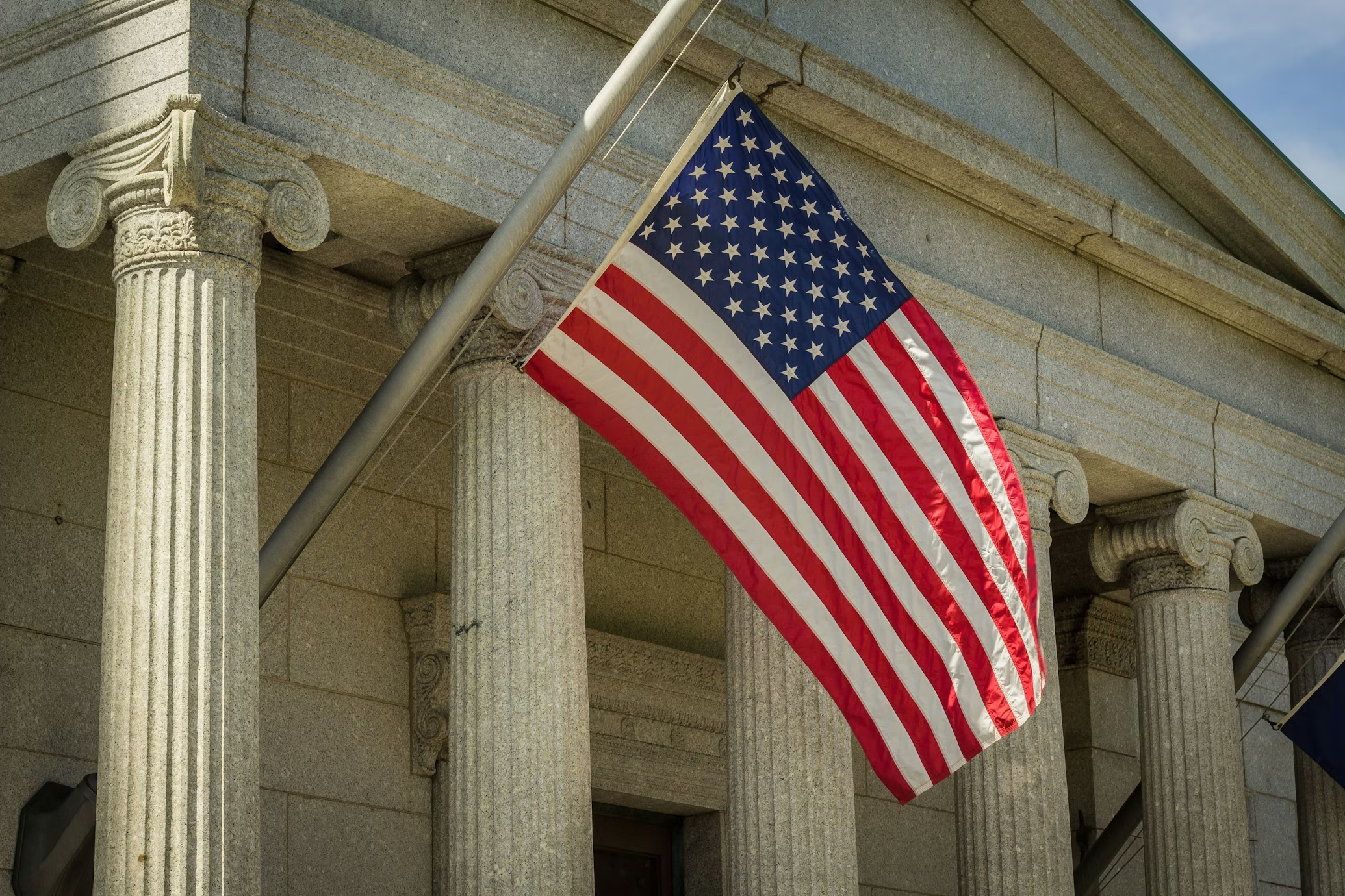 United States flag on a building exterior